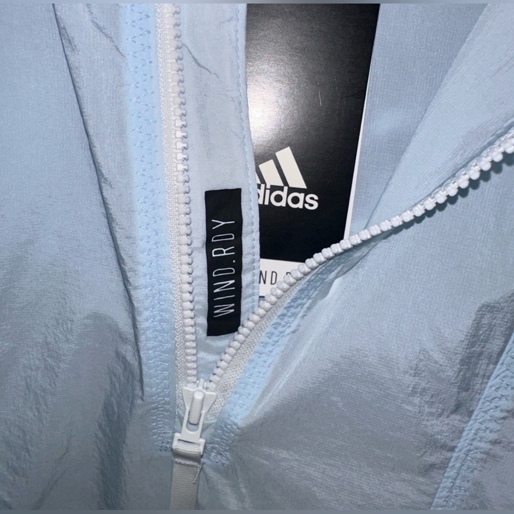 ADIDAS Light Blue Windbreaker Jacket - Picture 4 of 11